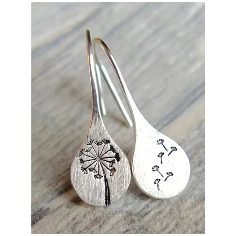 Dandelion Minimalist Botanical Earrings Hypoallergenic Handmade Teardrop Simple